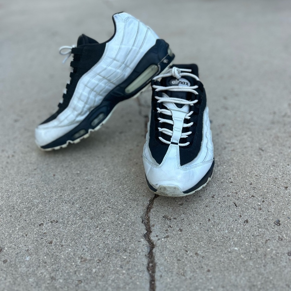 White and black air max 95s